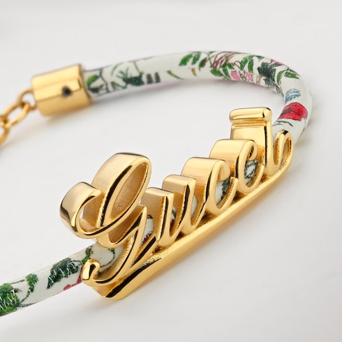 Lederarmband mit Gucci Schriftzug