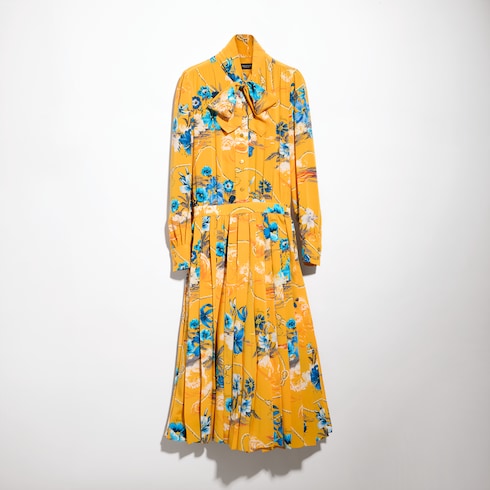 Printed silk chemisier dress