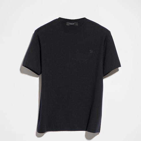 T-shirt in maglia di seta e cotone con ricamo