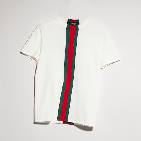 Playera de algodón tejido con intarsia de tribanda Web