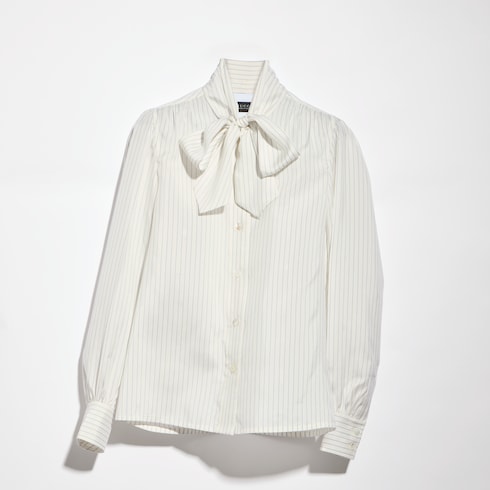 Gucci pinstripe silk shirt with bow