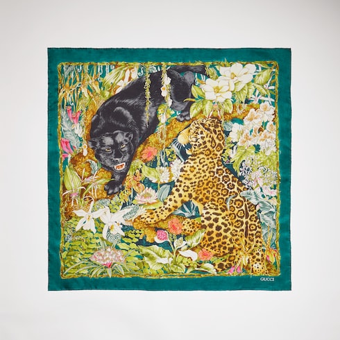 "Double Trouble" printed silk carré