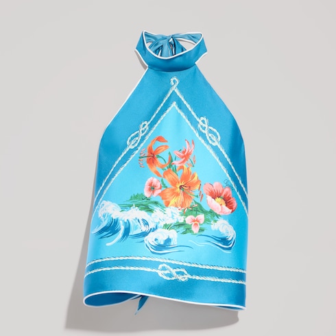 Printed silk twill top