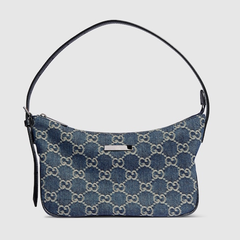 Lady Lunetta small shoulder bag in dark blue GG denim | GUCCI® US