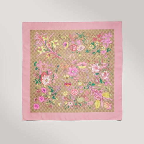 Carré en twill de soie imprimé GG