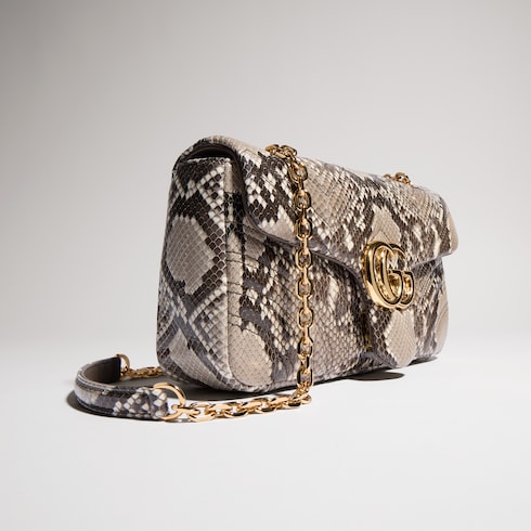 Mittelgroße GG Marmont Python-Schultertasche