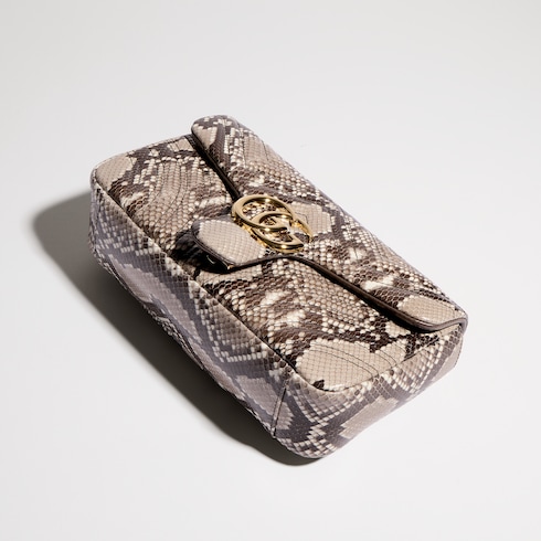 Mittelgroße GG Marmont Python-Schultertasche