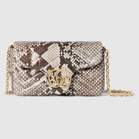 GG Marmont python mini shoulder bag in natural | GUCCI® US
