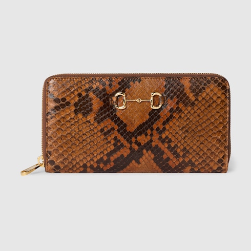 Python zip around wallet with Horsebit in brown | GUCCI® US