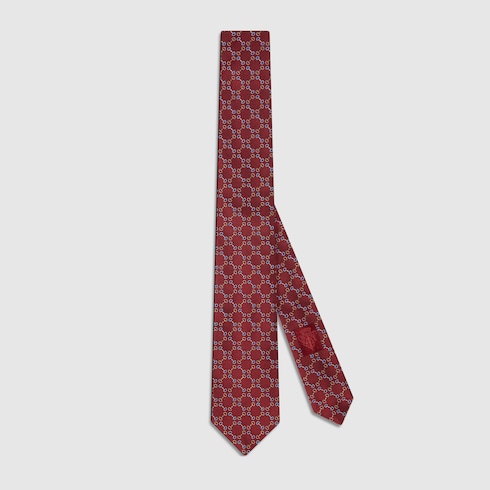 Horsebit silk jacquard tie in red | GUCCI® INT