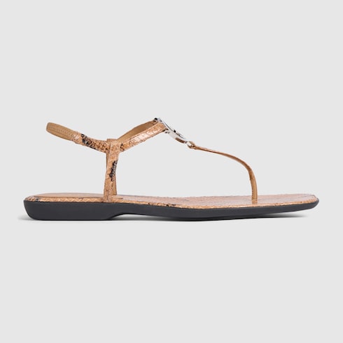 Women's python thong sandal with Interlocking G in brown | GUCCI® US
