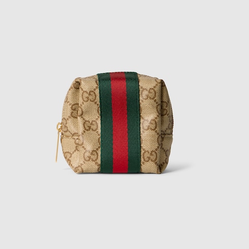 Small cosmetic case with Web in sand and brown GG canvas | GUCCI® INT