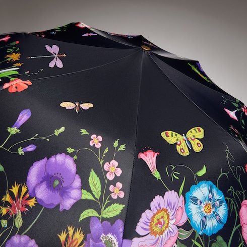 Parapluie pliable en nylon à imprimé Gucci Flora