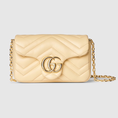 GG Marmont mini shoulder bag in light yellow leather | GUCCI® INT