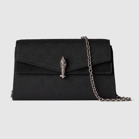 Dionysus small shoulder bag in black GG canvas | GUCCI® US