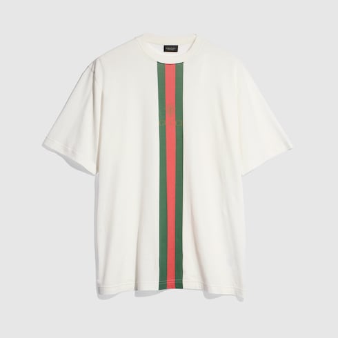Cotton jersey T-shirt with print in white | GUCCI® SI