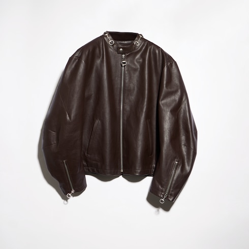 Treated bull leather jacket