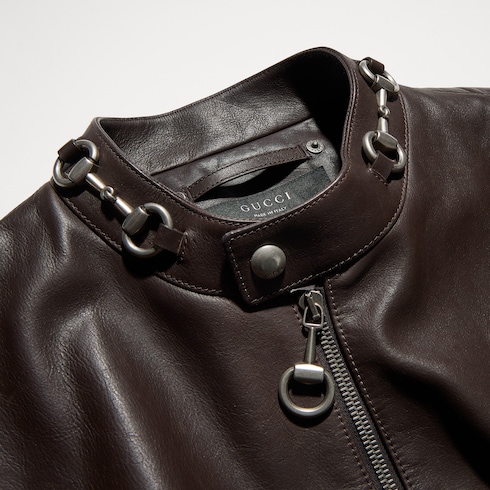 Treated bull leather jacket