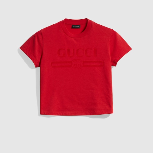 Cotton jersey T-shirt with print in red | GUCCI® US