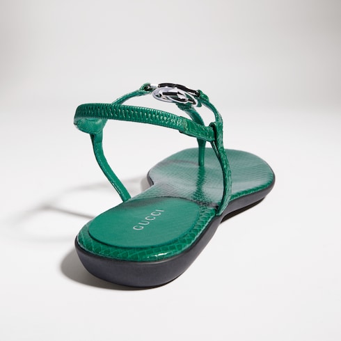 Tongs en python pour femme avec détail GG