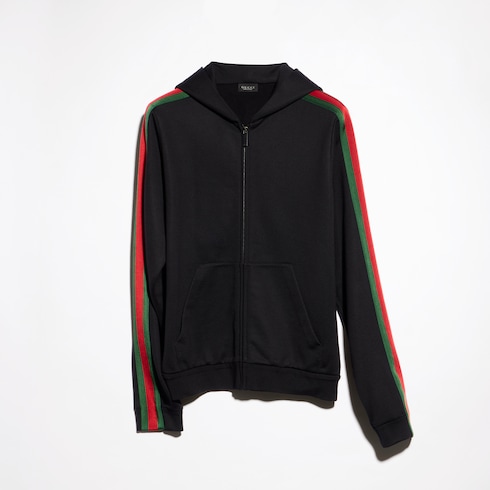 Jacke aus Seiden-Baumwolljersey mit Reißverschluss und Web