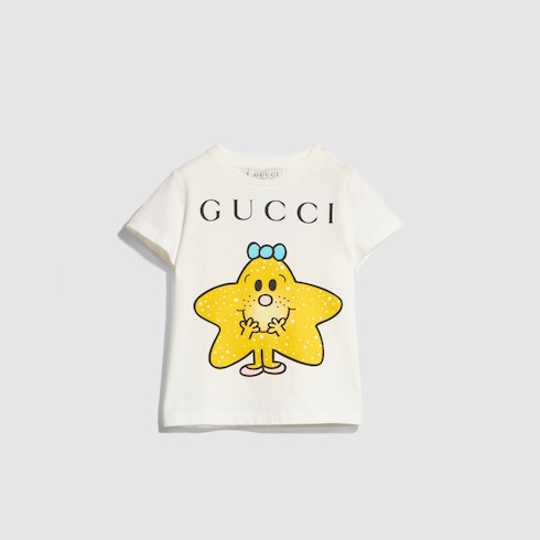 Baby cotton T-shirt with print in white | GUCCI® US