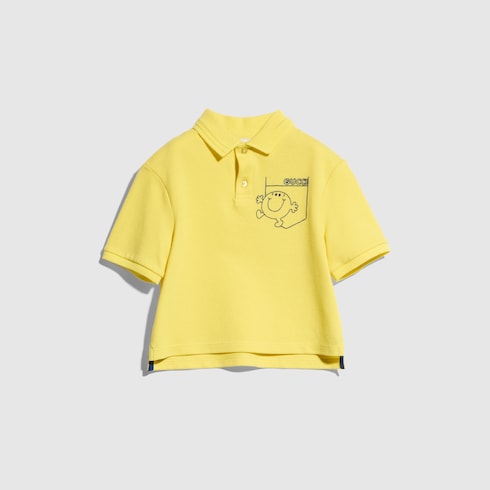 Baby polo shirt with embroidery in yellow | GUCCI® CA