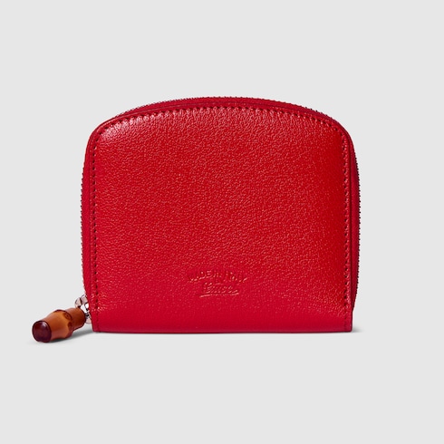 Small wallet with bamboo in red leather | GUCCI® INT