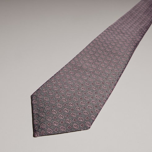 Cravate en jacquard de soie à motif GG enlacés