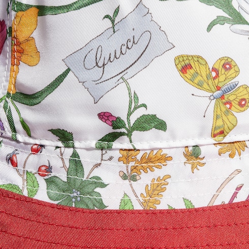 Printed silk twill bucket hat