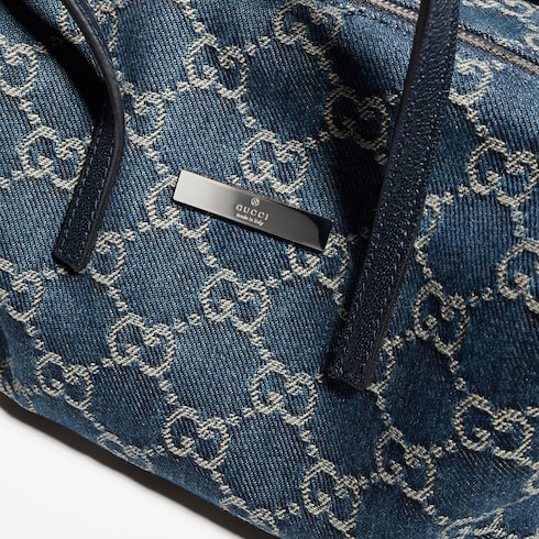 Bolsa boston pequeña con placa Gucci