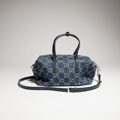 Bolsa boston pequeña con placa Gucci