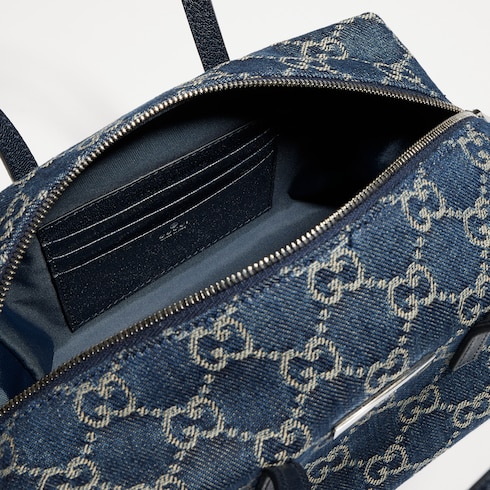 Bolsa boston pequeña con placa Gucci