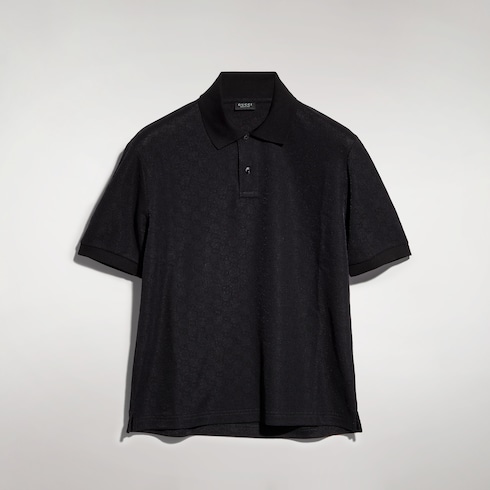 GG technical jersey jacquard polo shirt in black | GUCCI® US