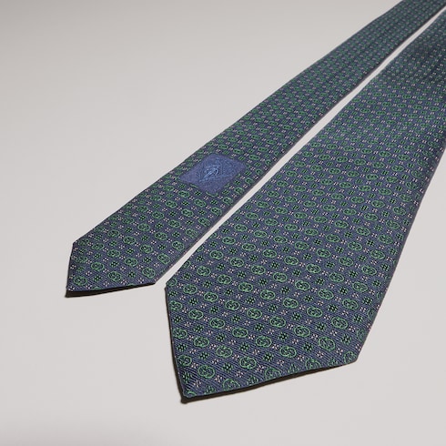 Cravate en jacquard de soie à motif GG enlacés