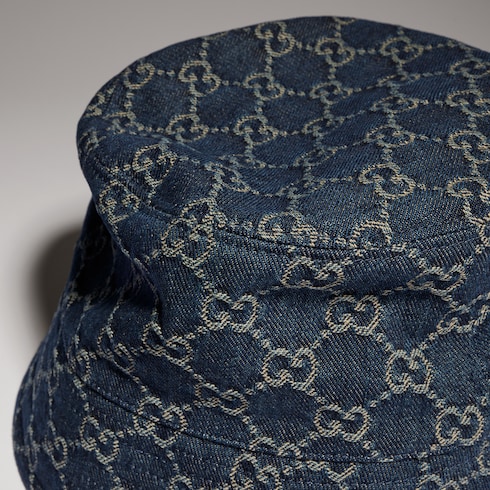 GG cotton denim bucket hat in blue | GUCCI® INT