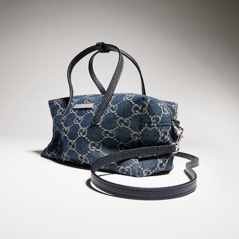 Bolsa boston pequeña con placa Gucci