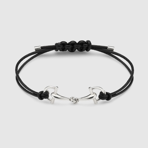 Gucci Staffa leather bracelet in 925 sterling silver | GUCCI® US