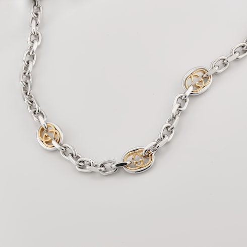 Gucci Interlocking chain necklace in palladium-toned brass | GUCCI
