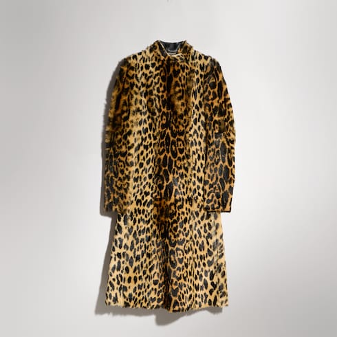 Printed long hair cow hide coat