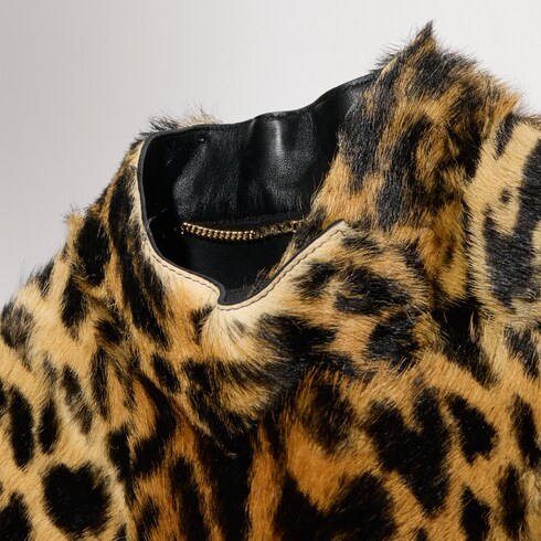 Printed long hair cow hide coat