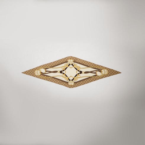 Printed GG silk crêpe diamond scarf