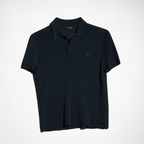 Polo in tessuto tecnico a maglia con ricamo