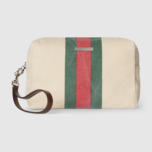 Positano small pouch in ivory canvas | GUCCI® US