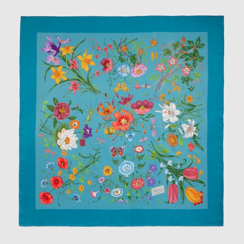 GUCCI　花柄　スカーフ　ｗ0826-0203-7-4 Printed silk twill carré in multicolor | GUCCI® US