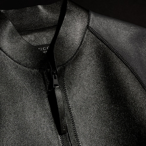 Grainy leather zip jacket