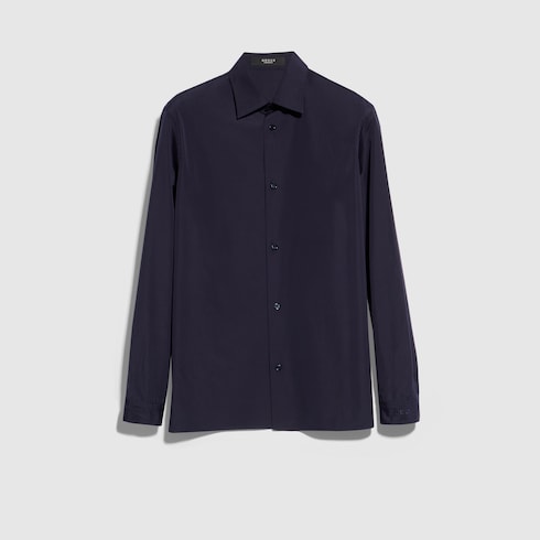 Piece dyed cotton poplin shirt in dark blue | GUCCI® US