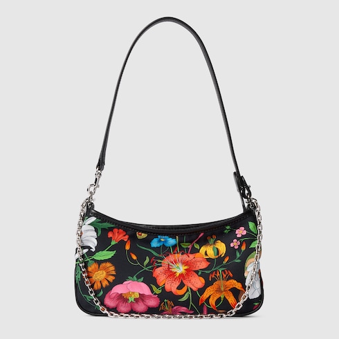 Gossip small shoulder bag in black and multicolor nylon | GUCCI® INT