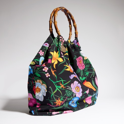 Seidene Maxi-Tasche mit 'Bamboo' Griff