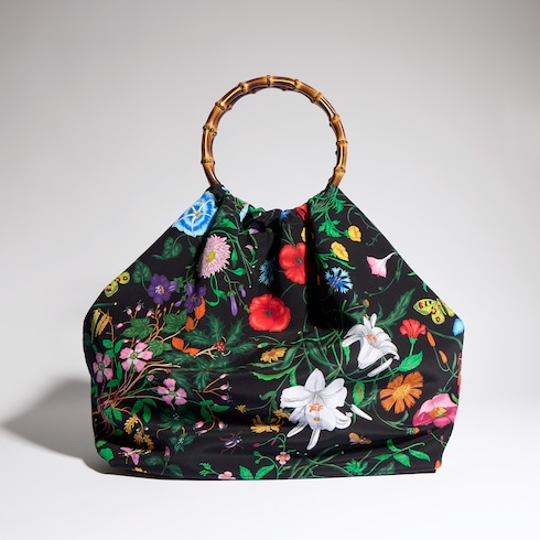 Seidene Maxi-Tasche mit 'Bamboo' Griff
